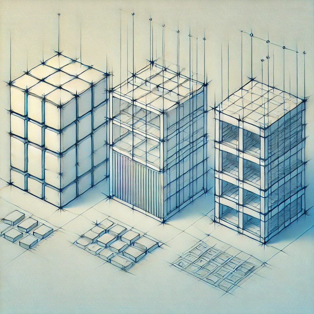 a drawing of several cubes