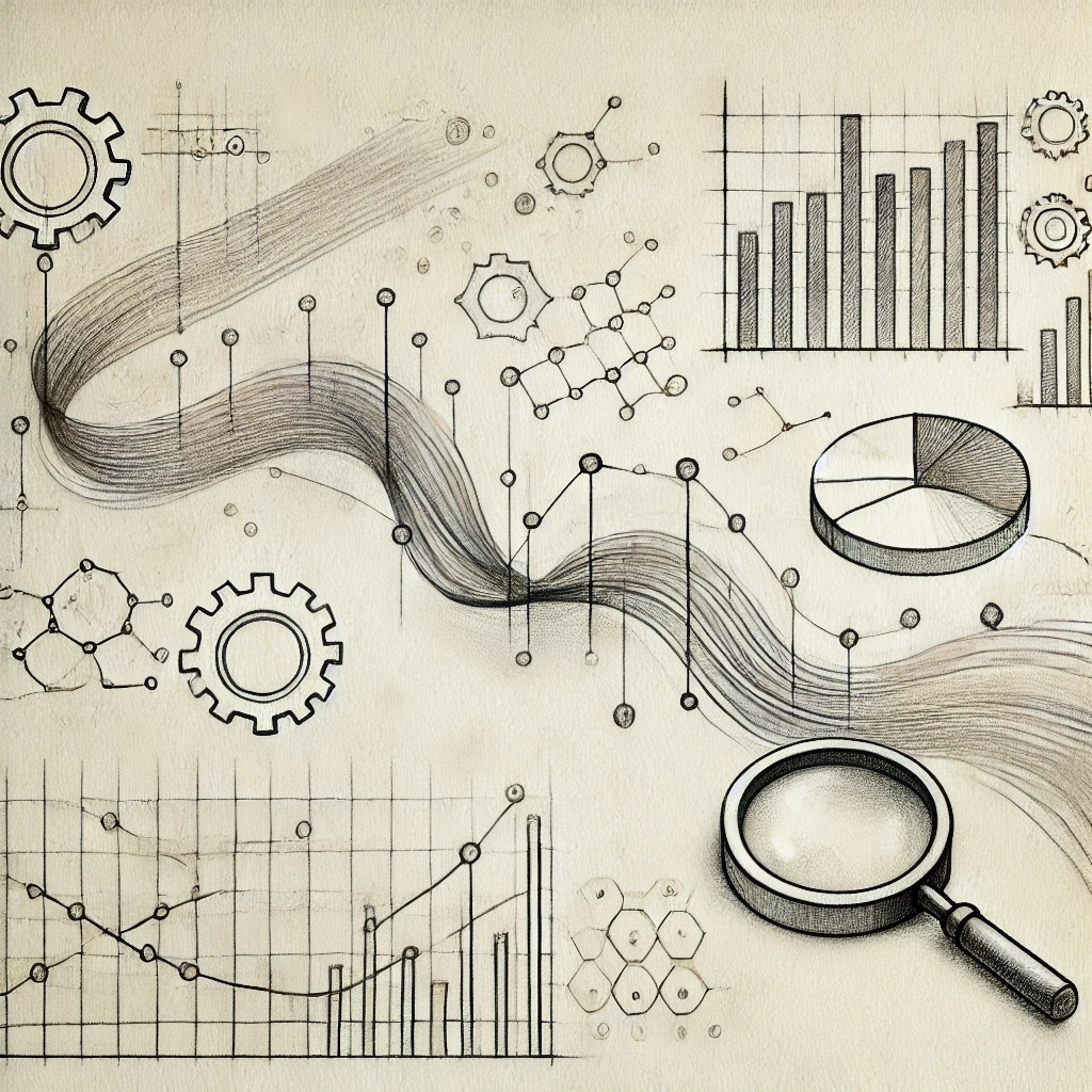 a drawing of a graph and a magnifying glass