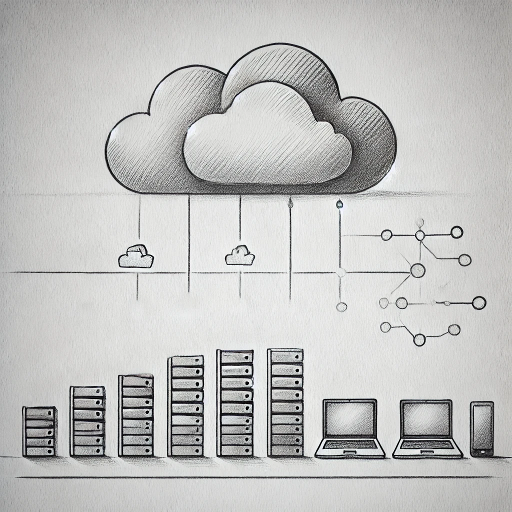 a drawing of a cloud computing diagram