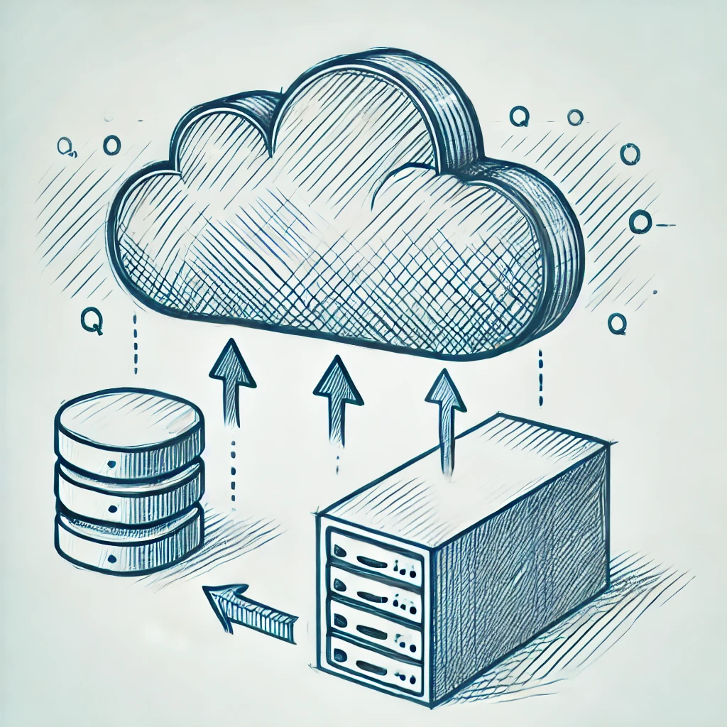 a drawing of a cloud computing system